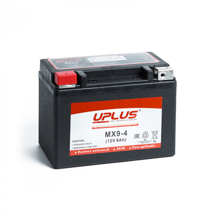 Аккумулятор Uplus MX9-4 12V 8Ah 120А прям. пол. (150x87x105) Power Sport