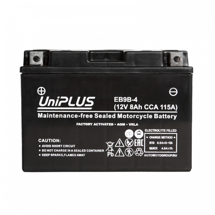Аккумулятор Uplus EB9B-4 12V 8Ah 115А прям.пол. (150x70x105) Super Start AGM YT9B-4