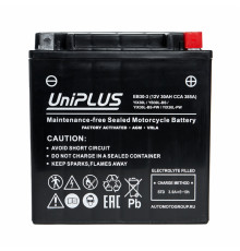 Аккумулятор Uplus EB30-3 12V 30Ah 385А обр.пол. (166x126x173) Super Start AGM