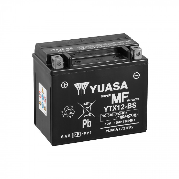 Аккумулятор Yuasa YTX12-BS - 10 Ач 180А (151x88x131) прям. пол. AGM сухозаряж.