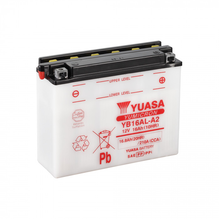 Аккумулятор Yuasa YB16AL-A2 - 16 Ач 200A (207x72x164) обр. пол. Heavy Duty сухозаряж.
