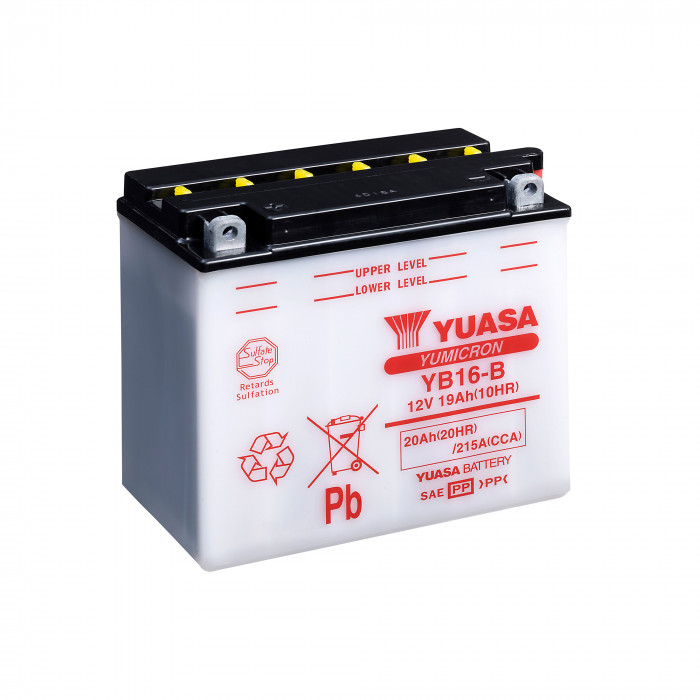 Аккумулятор Yuasa YB16-B - 20 Ач 215A (175x100x154) прям. пол. Heavy Duty сухозаряж.