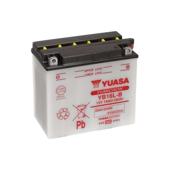 Аккумулятор Yuasa YB16L-B - 19 Ач 215A (175x100x154) обр. пол. Heavy Duty сухозаряж.