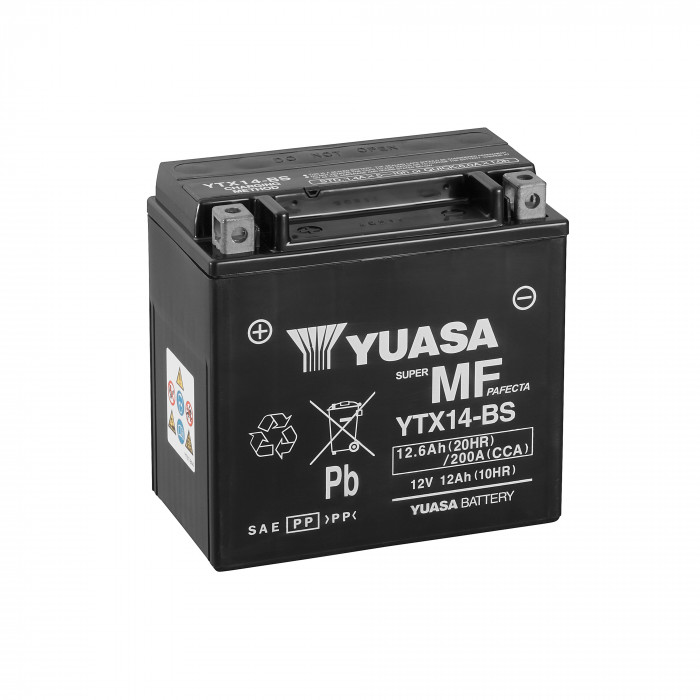 Аккумулятор Yuasa YTX14-BS - 12 Ач 200А (151x88x146) прям. пол. AGM сухозаряж.