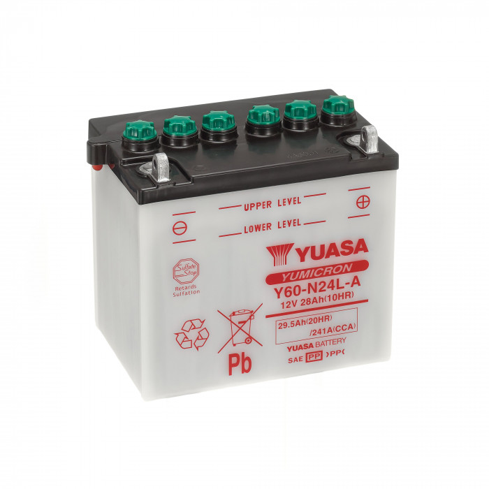 Аккумулятор Yuasa Y60-N24L-A - 29.5 Ач 241A (186x126x171) обр. пол. Heavy Duty сухозаряж.