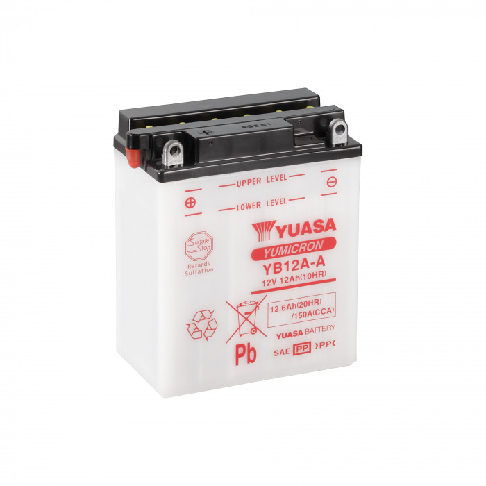 Аккумулятор Yuasa YB12A-A 12V 12Ah 150A (134x80x160) прям. пол. Heavy Duty сухозаряж.