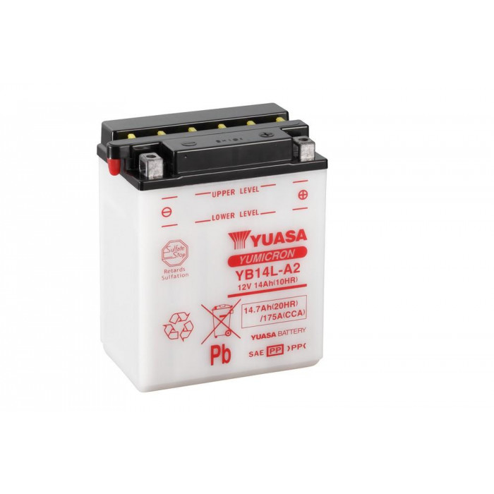 Аккумулятор Yuasa YB14L-A2 - 14 Ач 175A (134x89x166) обр. пол. Heavy Duty сухозаряж.