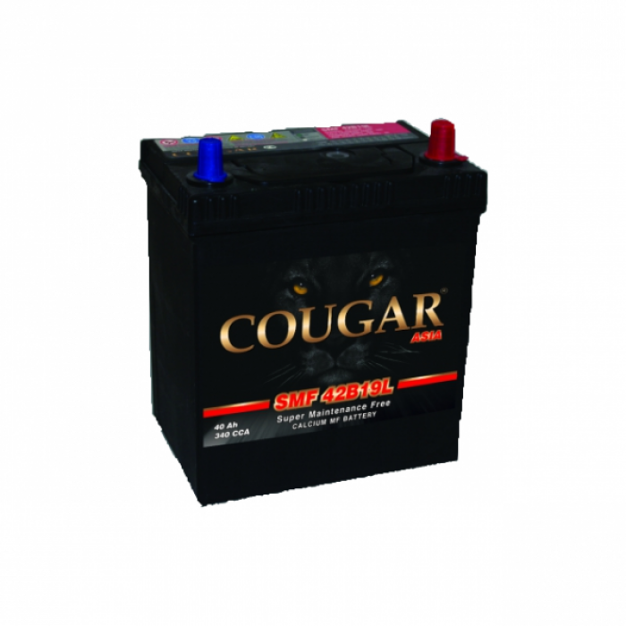 Аккумулятор автомобильный COUGAR SMF 42B19L 40 Ач (без бортика) 340А обр. пол. 187x127x220