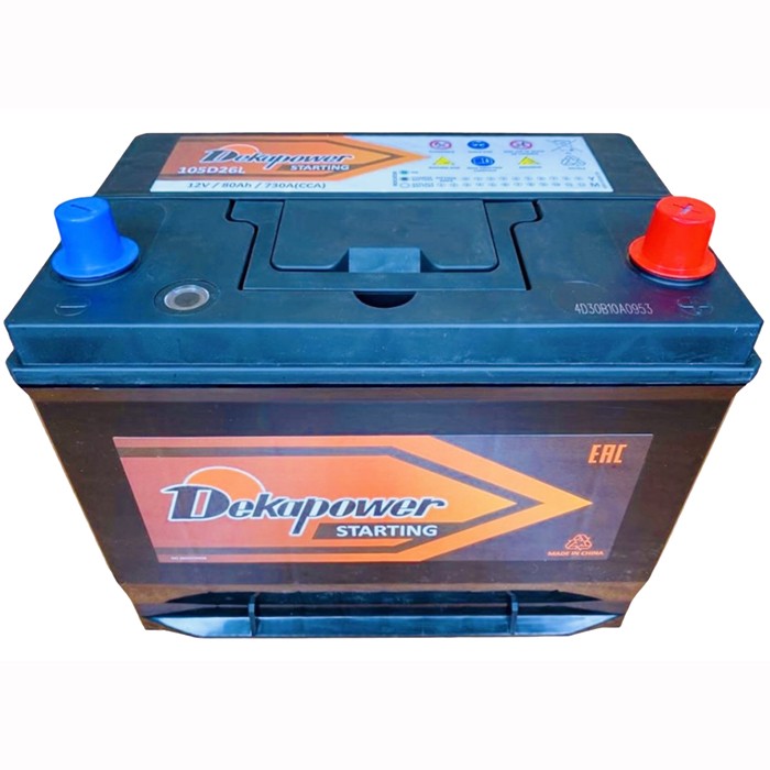 Аккумулятор автомобильный DEKAPOWER 105D26L 80Ач 720А 730А обр. пол. 260x173x220