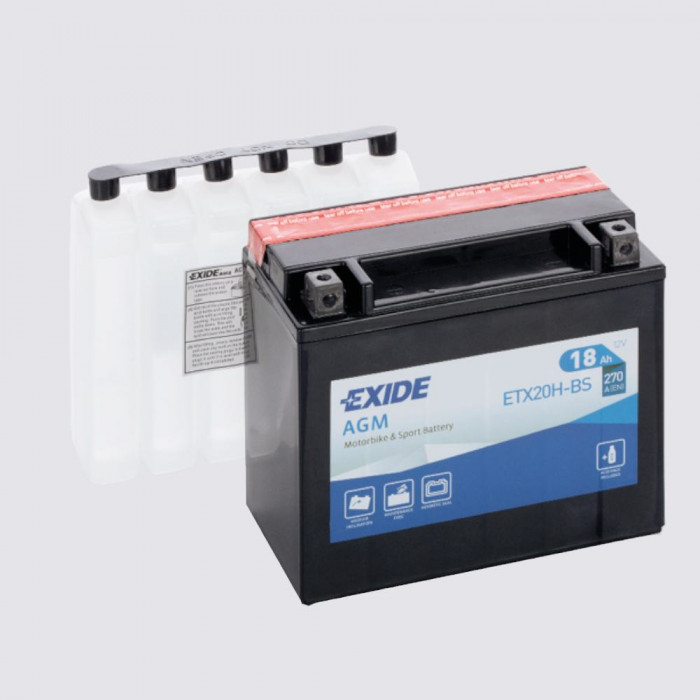 Аккумулятор Мото EXIDE AGM ETX20H-BS 18Ач прям. пол. 270А 175x87x155 (YTX20L-BS, YTX20H-BS)
