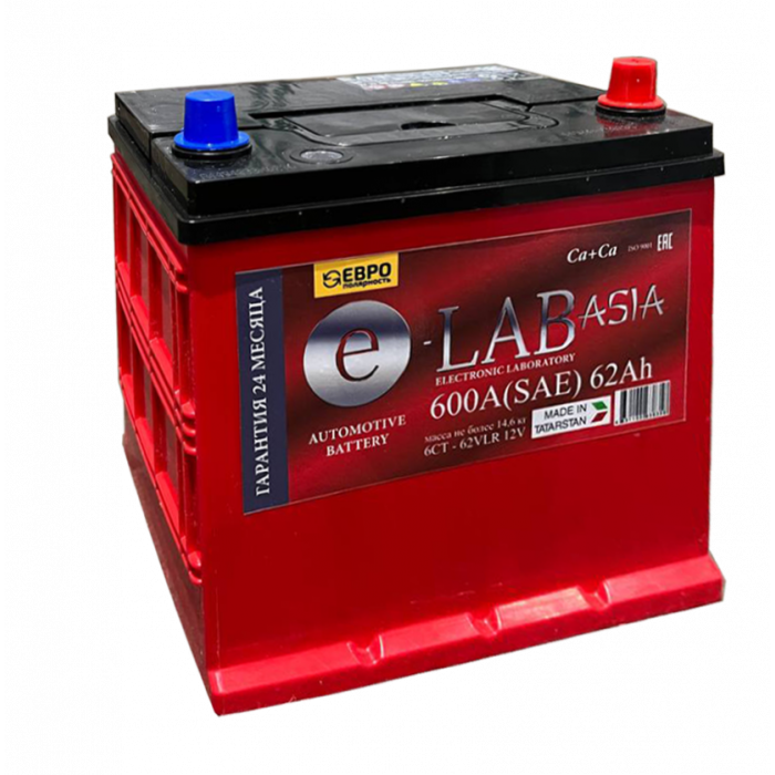 Аккумулятор E-LAB Asia D23 62R обр. пол. 600A 230x173x220