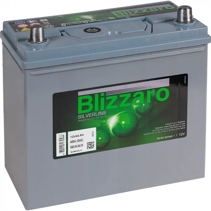 Аккумулятор BLIZZARO SILVERLINE 50B24L 45R обр. пол. 400A 236x128x220